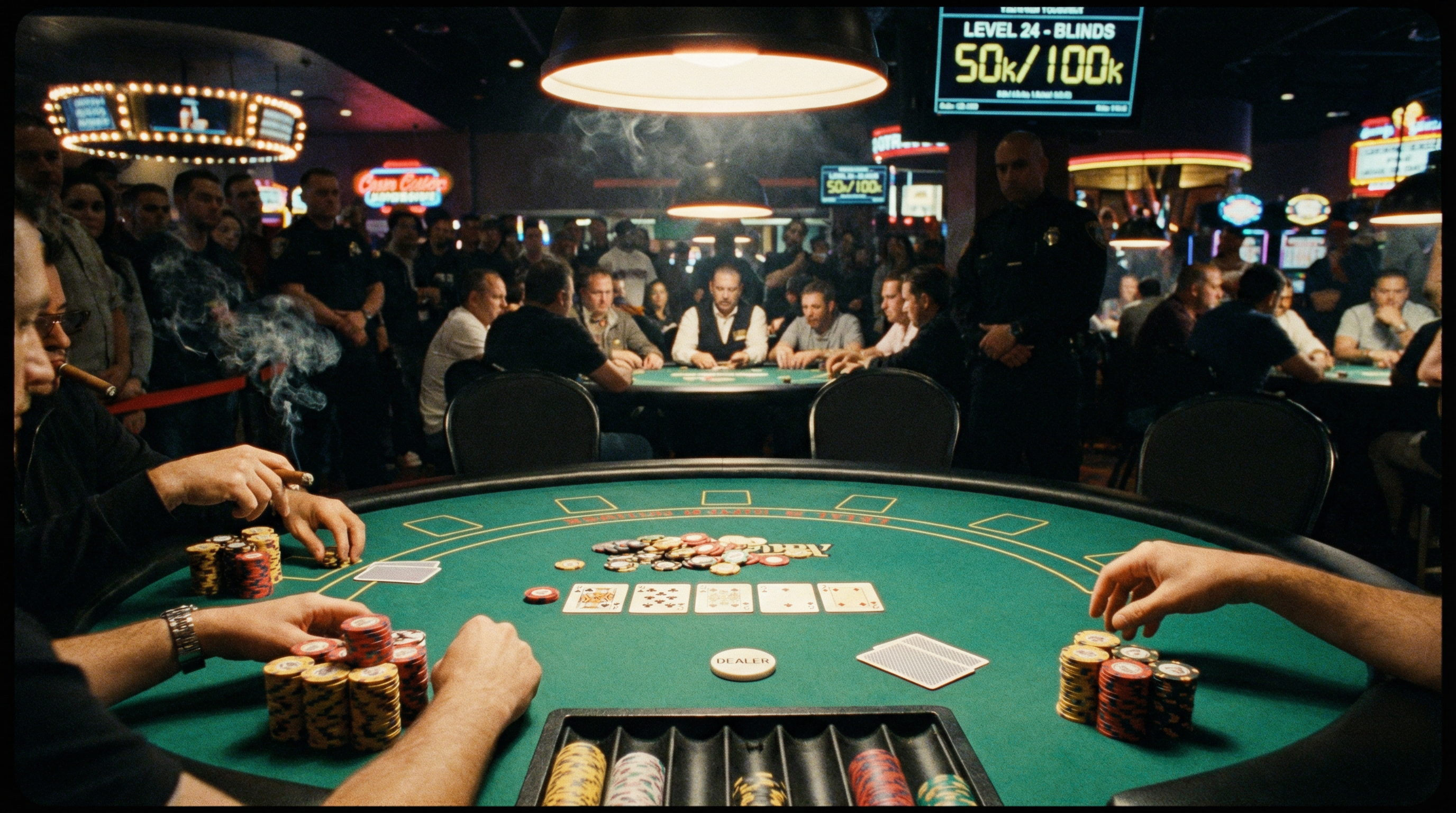 德州扑克锦标赛现场高额筹码对决